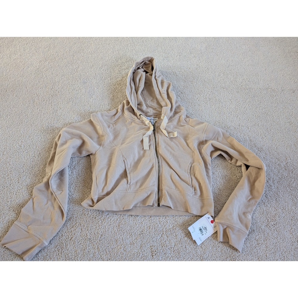 Champion Vintage Wash Cropped Gray Full Zip Hoodie Women Small NWT W8663D